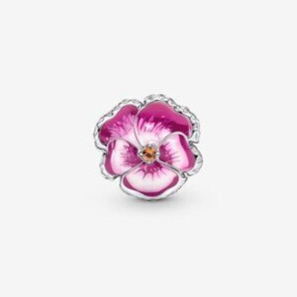 Pandora Pink Pansy Flower Charm - Picture 2 of 6